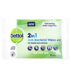Dettol 2in1 Antibacterial Wipes For Hands Surfaces 15 Wipes